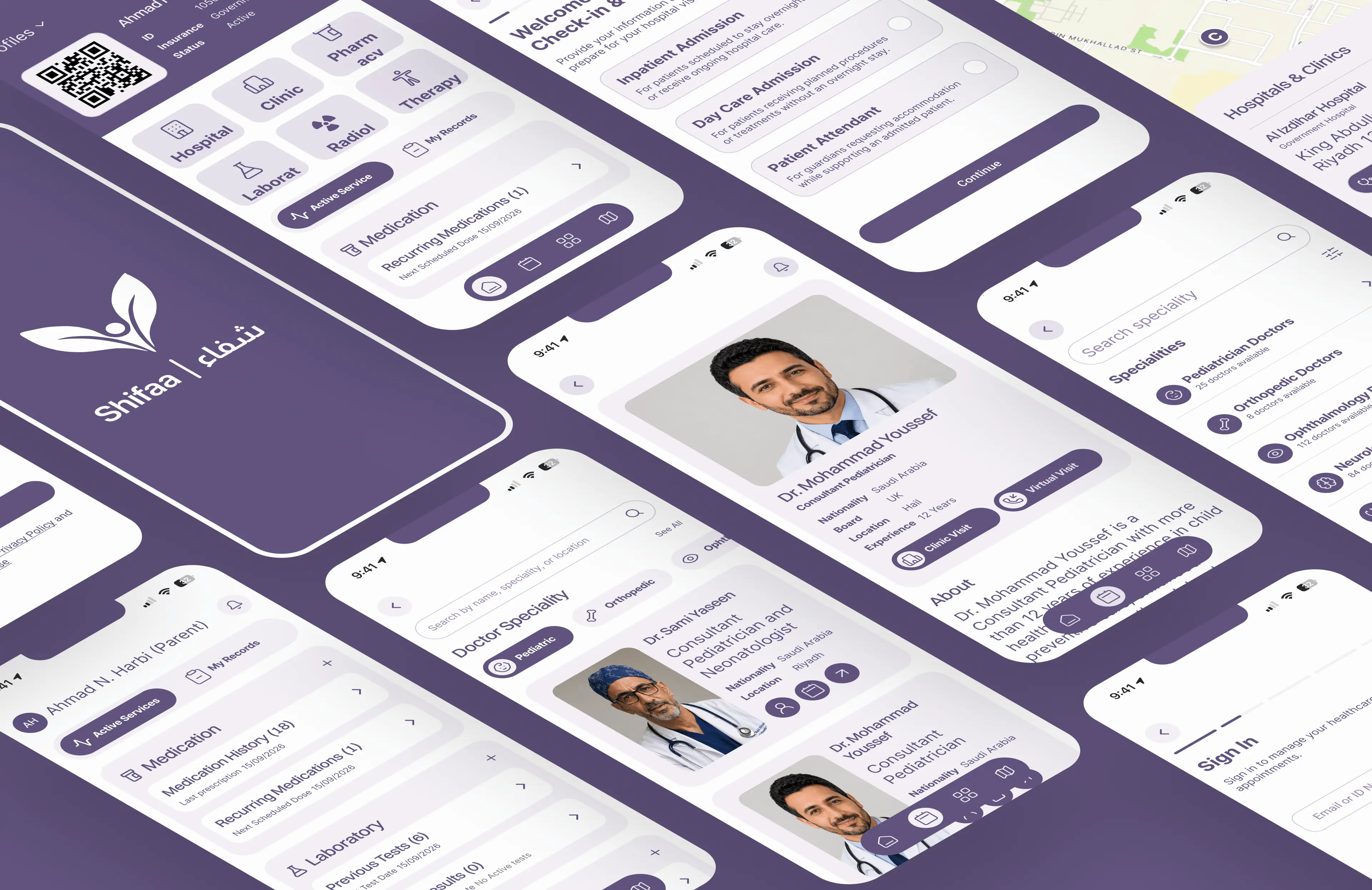 Shifaa platform screens